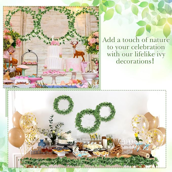 300 Pcs 2166ft Fake Vines Bulk Artificial Ivy Garland Greenery Hanging Vines Plants Green Leaves for Bedroom Wedding Garden Home Wall Jungle Themed Party Decorations