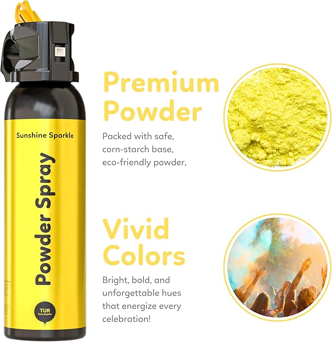 Yellow Smoke Bomb Powder Cannon Gender Reveal Fire Extinguisher Biodegradable| Launches 25ft | 10 Second Spray | Holi Color Decorations for Photoshoots, Festivals, Celebrations | TUR Party Supplies