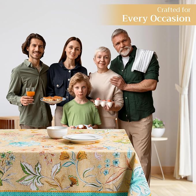 Maison d' Hermine Table Cloth Rectangle Table 100% Cotton 60 x 90 Inches Tablecloth Reusable Decorative for Dining Kitchen Room Farmhouse Party Home Hotel Restaurant Spring Summer- Luxury Loft - Peach