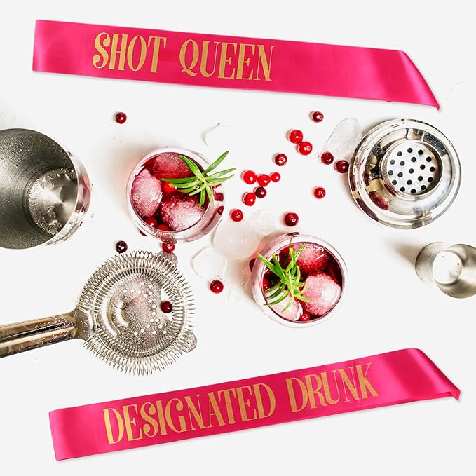 POP FIZZ DESIGNS Bachelorette Sash Set (7 pcs) 1 White Bride to Be Sash + 1 Maid of Honor Sash + 5 Bachelorette Sashes for The Bride Tribe - Amazing Bachelorette Party Favors