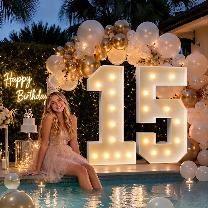imprsv 4FT Marquee Numbers,DIY Light Up Numbers for 50th Birthday Decorations, Party Party Decorations,Anniversary Party Decor,Mosaic Number for Balloons Number 5,Pre-Cut Foam Board Kit