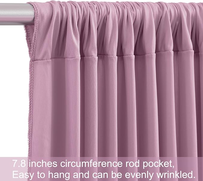 6 Panels Dusty Pink Backdrop Curtains for Wedding Party Wrinkle Free Backdrops Curtain Drapes Fabric Decorations Photo Back Drop Cloth for Baby Shower Photography Stage Reception 30ft(W) x 12ft(H)