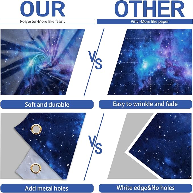 Galaxy Stars Backdrop 12x8 FT Outer Space Birthday Starry Night Sky Backdrops Decorations Universe Space Photography Background Kids Space Party Decor Banner Photo Booth Props