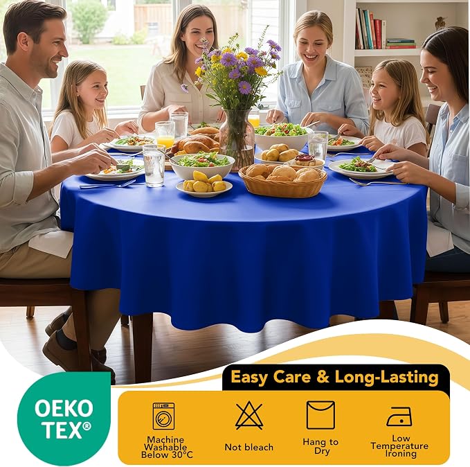 10-Pack Royal Blue Round Tablecloths, 108 Inches, Stain-Resistant Polyester for 4-5 Ft Round Tables - Washable Table Covers for Weddings, Banquets, Birthday Parties, Events