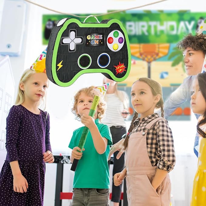 WERNNSAI Video Game Controller Piñata - Game Party Supplies Piñata Bundle with Blindfold and Bat for Boys Kids Gaming Theme Birthday Party Game Carnival Activity Decorations (15.7" x 12.2" x 3.1")