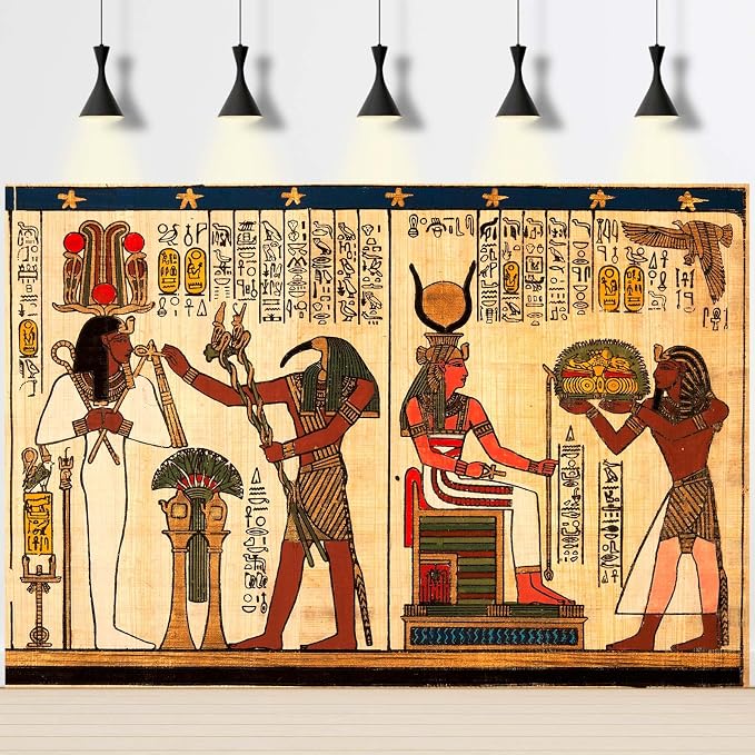 Ancient Egyptian Mural Backdrop Egyptian Papyrus Antique Hieroglyphs Photography Background Painting Egypt History Religion Culture Backdrops Portrait Photo Booth Shoot Studio Props Vinyl 7x5ft