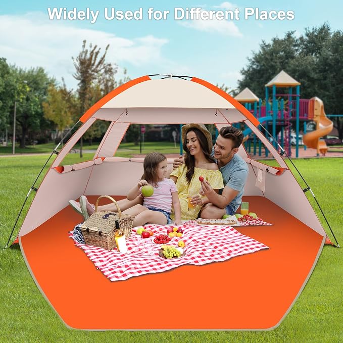 Gorich Beach Tent Sun Shelter for 3/4/6/8/10 Person with UPF 50＋ UV Protection, Lightweight & Easy Setup Beach Shade Canopy, Portable Beach Shade Tent Beach Cabana