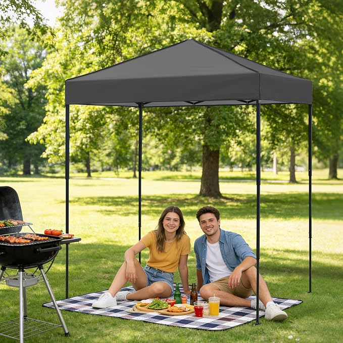 6x4 Pop Up Canopy Tent, Instant Portable Beach Canopy, Outdoor Tent with Carry Bag for Camping, Sports, Tailgating, Events, Drak Gray