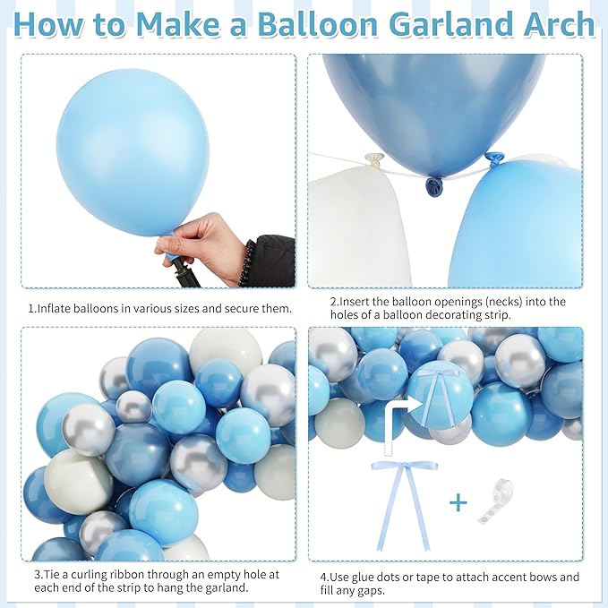 THAWAY Last Toast on The Coast Bachelorette Party Decorations - 139Pcs Coastal Blue Bridal Shower Decor Set with Backdrop, Tablecloth, Balloon Arch Kit, Bride Veil & Sash for Beach Wedding Decorations