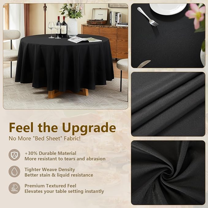 Round Tablecloth Black 90 in 1PC