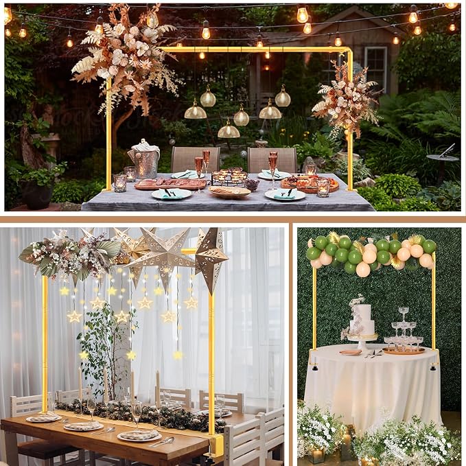 Over The Table Rod Stand with Clamps Adjustable 31-110 in Length 31-64 in Height Gold Table Balloon Arch Hanging Stand with Storage Bag for Valentines Day Wedding Birthday Party Decoration