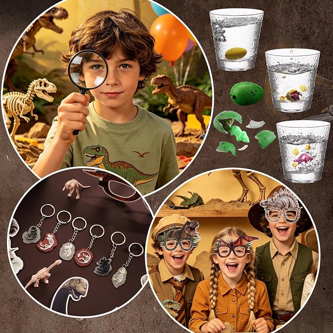 Vanblue 108 Pcs Dinosaur Party Favors Set Gift Dinosaur Fossil Digging Kit for Kids Birthday, Dino Party Supplies Decorations with Skeleton Toy Goodie Bag Stuffers,Classroom School Reward