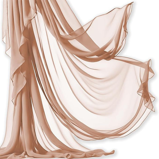 Barcelonetta | Chiffon Fabric | Decoration, Drapery Fabric | Wedding, Gender Reveal, Baby Shower, Birthday | for Arbor, Arch, Canopy, Table and Chair Decoration (Sand, 5 Yards)