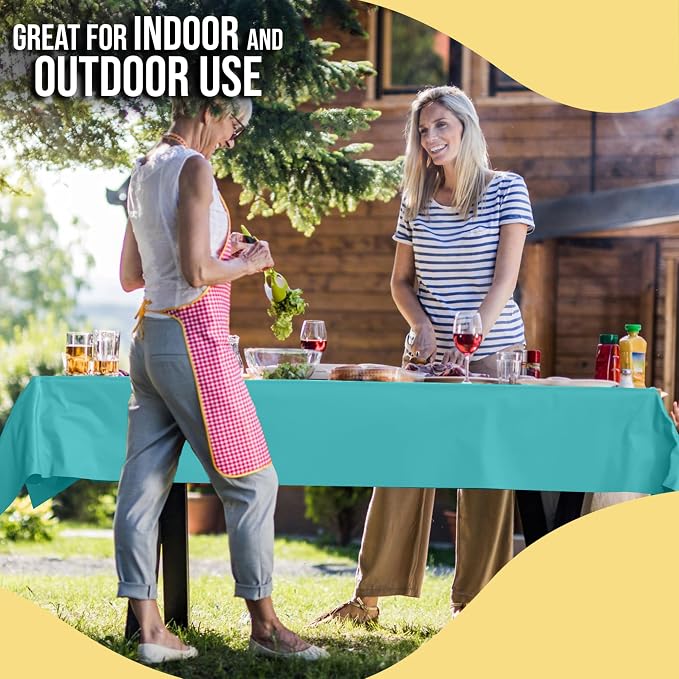 Party Solids 66% Thicker Premium Aqua Blue Plastic Table Cover Roll 40" X 300' Table Cloth Plastic Cover Roll Quality Thick Banquet Rolls Disposable Tablecloth Rolls Strong American Based Company