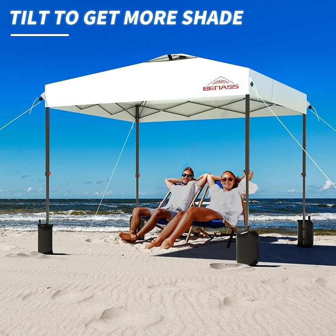 10x10 Pop Up Canopy, Easy Up Canopy Tent, Heavy Duty Tents for Parties, One Person Easy Set Up Event Tent, White