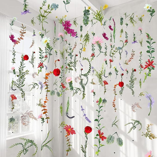 XunYee 6 Pcs 35.4 ft Flower Garlands Artificial Wildflower Vines Floral Hanging Backdrop Fake Flower Garlands Faux Silk Wildflower Vine for Wedding Bridal Shower Home Garden Wall Arch Decor(Spring)