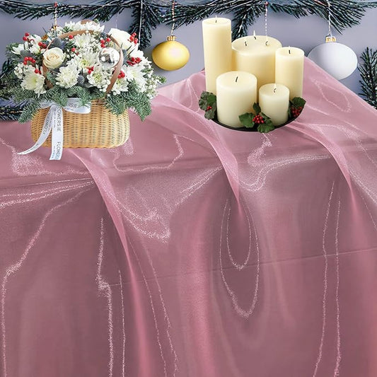 MDS Pack of 25 Yard Sheer Organza Fabric for Wedding Party Home Event Banquet Decorations, Backdrop Curtain Craft Dress Sewing Fashion DIY Crystal Organza Tulle Fabric Bolt 44” Wide - Blush Pink