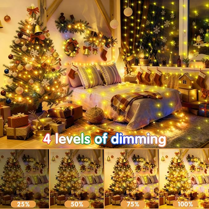 KNONEW 532FT Outdoor Christmas Fairy Lights Plug in,1600 LED String Lights Outdoor Waterproof 8 Modes Memory Times for Wedding Bedroom Walls Garden Trees Decoration(Warm White)