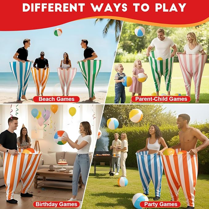 Granny Pants Outdoor Game,Giant Oversized Granny Funny Pants Set with Bouncy Balls & Pump for Family Reunion Party Field Game