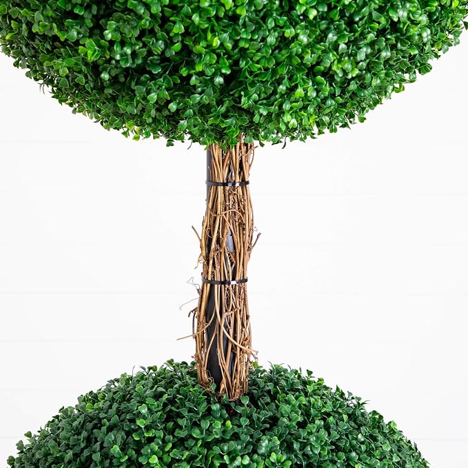 Nearly Natural 8ft UV Resistant Artificial Triple Ball Boxwood Topiary Tree Indoor/Outdoor