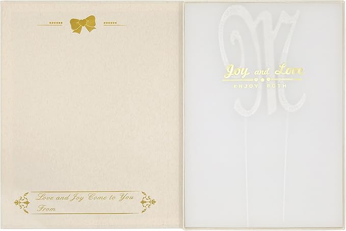 LOVENJOY Gift-Boxed 3" Rhinestone Letter M Cake Topper Silver