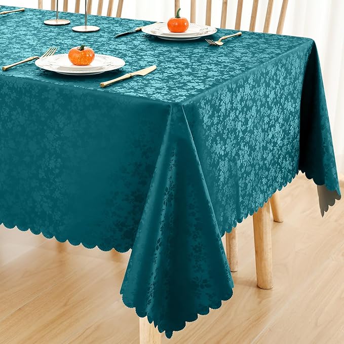 Smiry Square Table Cloth, Waterproof Heavy Duty Vinyl Tablecloths, Wipeable Washable Table Cover for Kitchen and Dining Room (Emerald Green, 60" X 60")