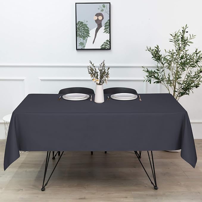 sancua Rectangle Tablecloth - 60 x 84 Inch - Stain and Wrinkle Resistant Washable Polyester Table Cloth, Decorative Fabric Table Cover for Dining Tables, Buffet Parties and Camping, Grey