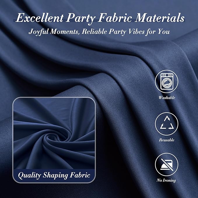 20 ft x 10 ft Wrinkle Free Navy Blue Backdrop Curtain for Parties,Polyester Photo Backdrop Drapes, Thick Background 4 Panels 5ft x 10ft for Baby Shower Wedding Birthday Party Backdrop Stand