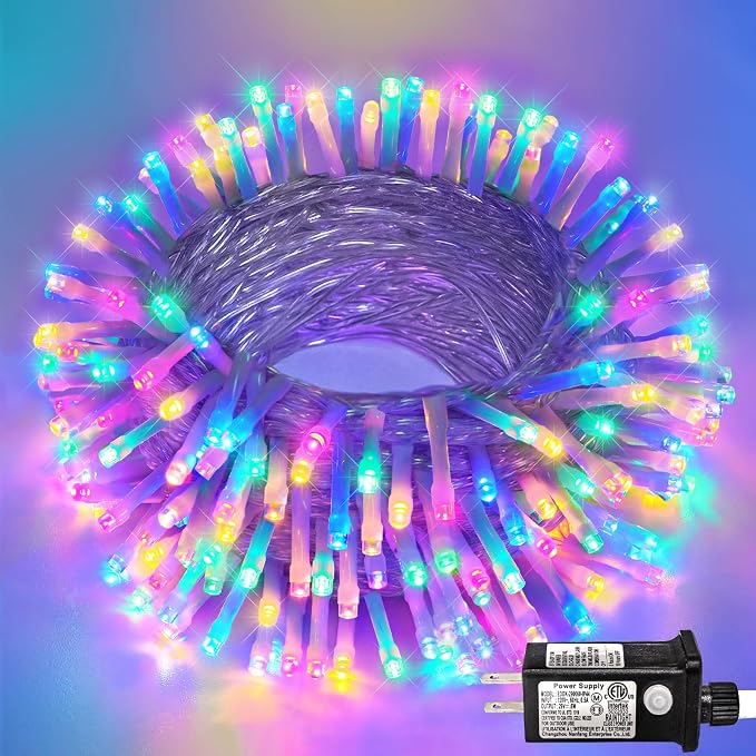 40FT 120 LED Easter String Lights Outdoor Waterproof, Clear Wire Christmas String Lights, Plug in Connectable Twinkle Fairy Lights for Outside Patio Yard Wedding Party Decorations, Pastel Multicolor