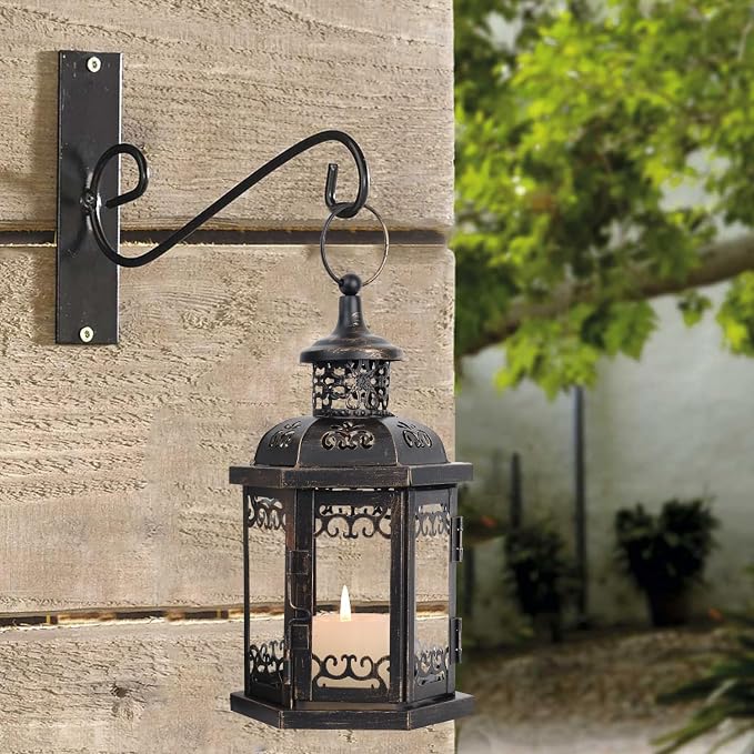 Large Lantern Decorative Outdoor & Indoor, Set of 2 (15’’&11’’) Metal Candle Lanterns Decor, Vintage Hanging Candle Holder for Front Porch Patio Wedding Farmhouse Home, Spring Decoration