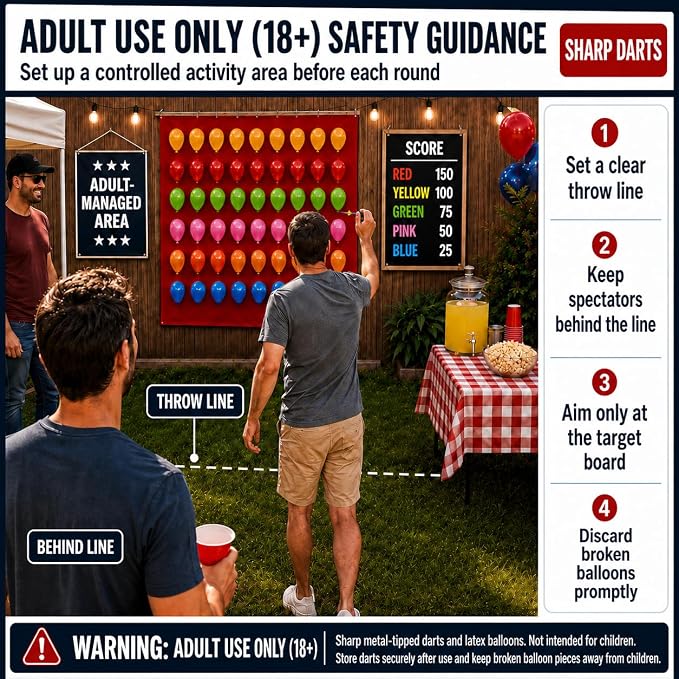 Balloon Dart Board, Carnival Fair Balloon Pop Game, Balloon Dart Game Board Set with 2 Darts & 500 Balloons, Classic Target Game for Birthday Parties, Carnivals (Straight)