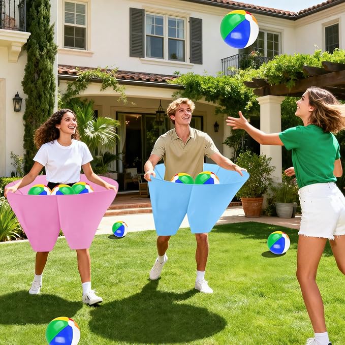 Granny Pants Outdoor Game, 2PCS Granny Pants Game with 8 Bouncy Balls and 1 Air Pump (Random Colors) Granny Pants Yard Game Baby Shower Funny Party Game for Adults & Family, Giant Pants Catch