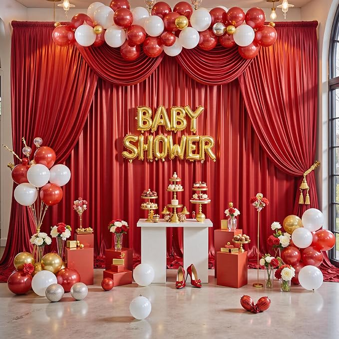 10x10FT Red Sequin Backdrop Curtain for Party - 2 Panels 5x10FT Wrinkle-Free Shimmer Drapes for Birthday, Wedding, Christmas, Decorations & Photography