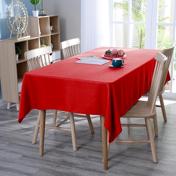 YMHPRIDE 6 Pack Tablecloth 60 x102 inch Polyester Table Cloth for 6 Foot Rectangle Tables,Stain and Wrinkle Resistant Washable Fabric Table Covers Polyester Red Tablecloths for Wedding,Party,Banquet