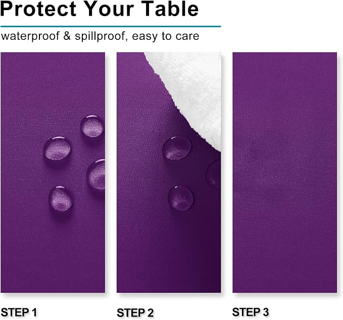 Hiasan Royal Purple Tablecloth for Rectangle Tables - Waterproof and Spillproof Washable Fabric Table Cloth for Dining Room Kitchen Party, 52 x 70 Inch