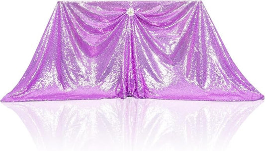 PartyDelight Lavender Sequin Tablecloth Rectangle 60x102 Overlay Light Purple Table Cloths Sparkle Glitter Decorations