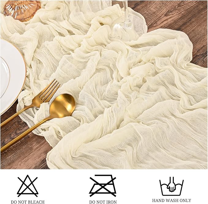 25 Pack Ivory Table Runner 17 x 108inch Cheesecloth Table Runner Boho Gauze Table Runners Rustic Sheer Fabric Cheese Cloth Table Runners for Wedding Party Bridal Shower Farmhouse Thanksgiving Decor