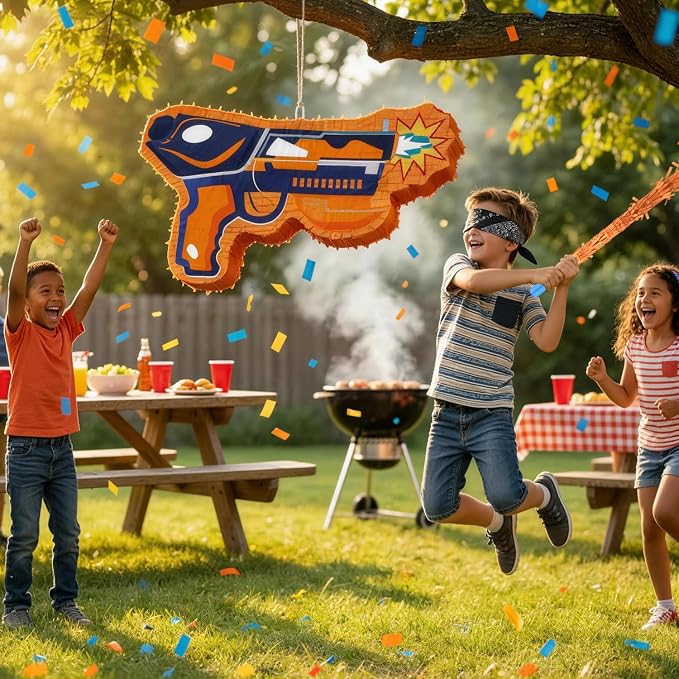 22.5cm x 37cm Dart Piñata for Dart Party Decorations, Gun Piñata Dart Theme Piñata for Dart Battle Birthday Party Supplies Dart War Party Decorations