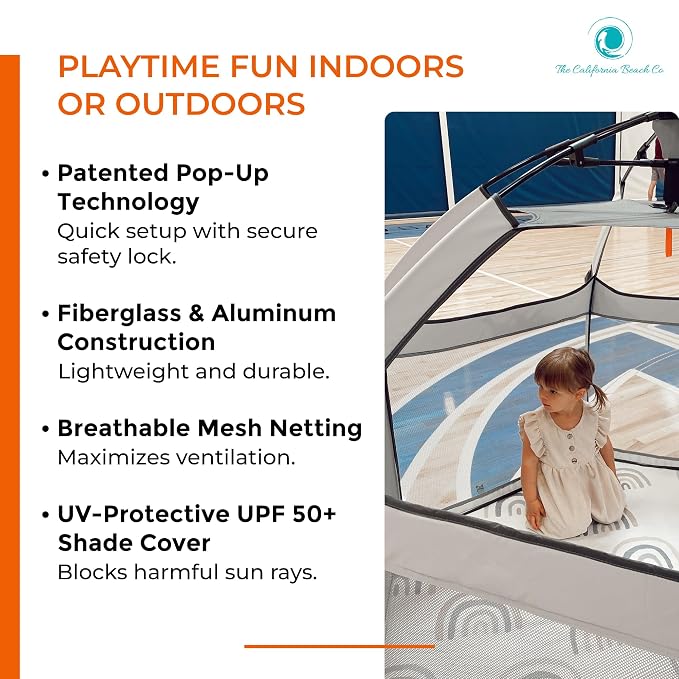 POP 'N GO PLAYPEN - Indoor & Outdoor Baby Playpen for Babies and Toddlers - Baby Beach Tent, Foldable, Portable W/Canopy, Travel Bag, & Mosquito Net - Pop Up Pack and Play Tent (Warm Ivory)