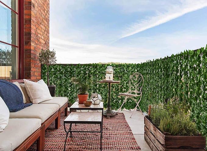 DearHouse 98.4x39.4in Artificial Ivy Privacy Fence Wall Screen, Artificial Hedges Fence and Faux Ivy Vine Leaf Decoration for Outdoor Garden Decor