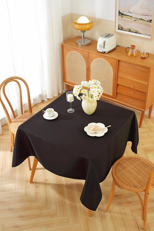 5 Pack Square Tablecloth 70 x 70 Inch Black Tablecloth, Polyester Fabric Washable Table Cloth for Home, Party, Wedding or Restaurant Use.