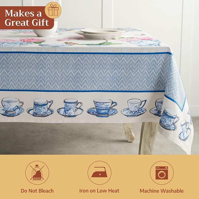 Maison d' Hermine Table Cloth Rectangle Table 100% Cotton 60 x 90 Inches Tablecloth Reusable Decorative for Dining Kitchen Room Farmhouse Party Home Hotel Restaurant Spring Summer - Canton