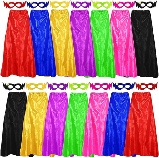 D.Q.Z Bulk Superhero-Capes and Masks for Adults 14 Sets Superhero Party Capes Dress Up Costume for Birthday Team Building