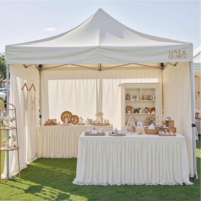leegleri 4 pk 6ft Ivory Tulle Tablecloth for Rectangle Tables, 2-in-1 Cream Tulle Table Covers with Skirt,Wrinkle Free Stretchy Ruffle Tulle Table Cloths Fitted for Wedding Party Banquet Vendor