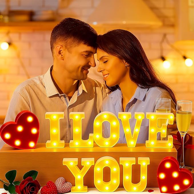 Honoson 10 Pcs I Love You Light up Sign Romantic Heart LED Decoration Anniversary Present Light for Valentine's Mothers Day Wedding Engagement Boyfriend Girlfriend Lover Special Night Party