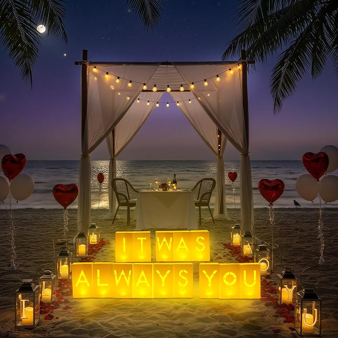 "It was Always You Light Up Letters - Luminary Paper Bags to be Used as Anniversary Decorations and Proposal Decorations for Your Loved One