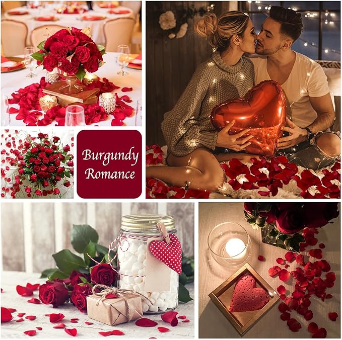 180 PCS Real Red Rose Petals Confetti for Romantic Night, 1.75oz Preserved Freeze Dried Flower Petals for Wedding Proposal, Valentine's Day Centerpiece Decor
