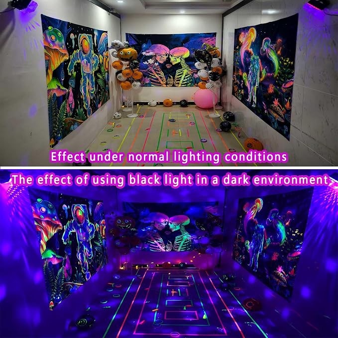 2 in 1 Disco Black Light Glow Party Lights,10W UV Disco Ball Light with Sound Activated Strobe Light Halloween Dj Party Lights Indoor for Halloween Christmas Birthday Party Dancing Decoration, 1 Pack