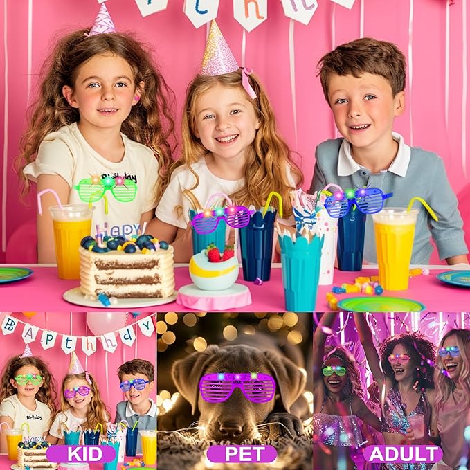 40 Pack Led Glasses,Light Up Glasses,Glow Glasses Glow In The Dark Party Supplies Suitable For Kids/Adults, Rave neon Flashing Party For Birthday Mardi Gras New Year's Eve Decoration
