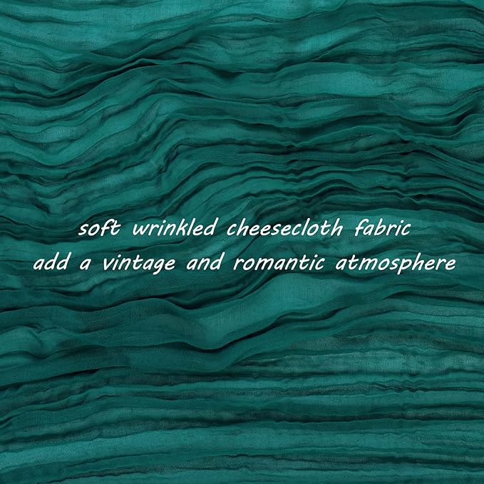 Fivenl 12 Pack Dark Teal Boho Rustic Cheesecloth Table Runner 35x72 Inch, Perfect for Wedding, Party, Home Decor
